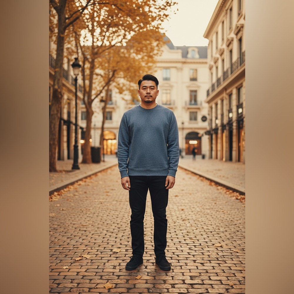 Cuddl Duds Men's Heathered Blue Crewneck Sweater